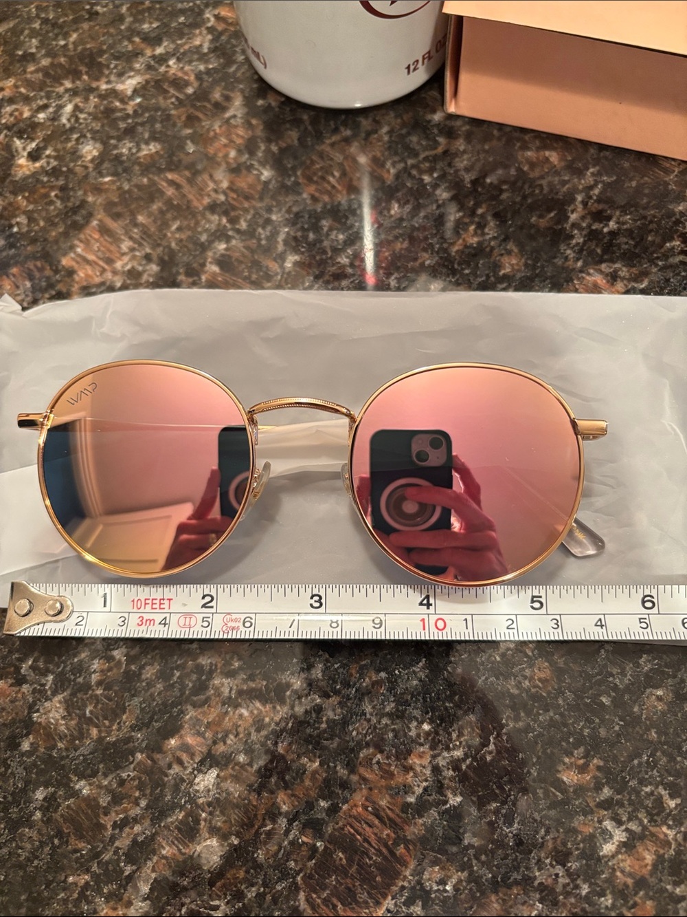 WMP Eyewear Nevada Polarized Women's Sunglasses- Gold with Pink Lenses - Picture 7 of 8